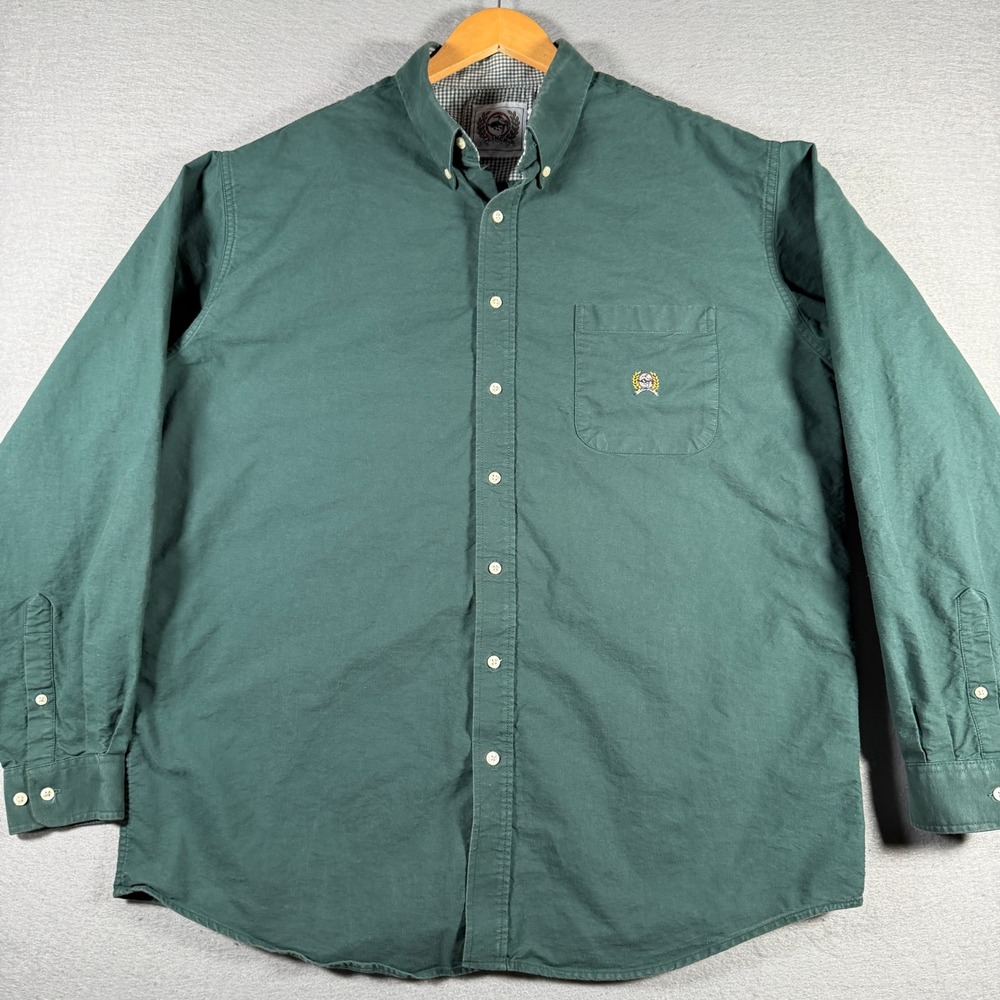 Cinch Mens XL Green Cotton Long Sleeve Button Down Western Shirt Gingham Trim